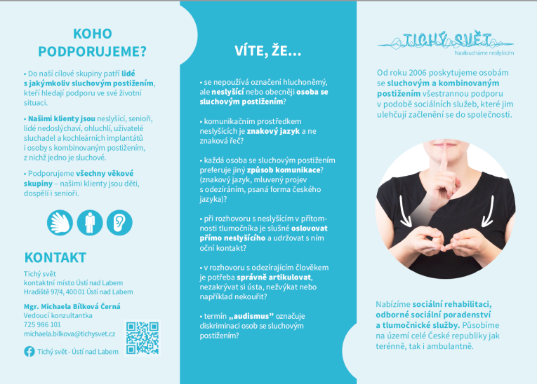 informační leták Tichý svět informační leták Tichý svět